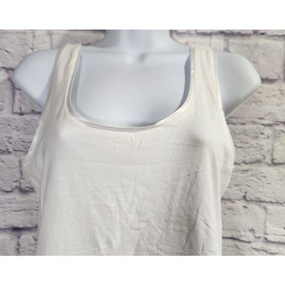 Ann Taylor White Satin Trim Scoop Neck Tank Top Small Lightweight Dressy Soft - Picture 7 of 7